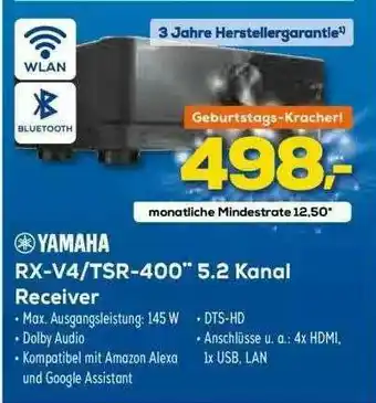 Euronics XXL Yamaha Rx-v4 Tsr-400 5.2 Kanal Receiver Angebot