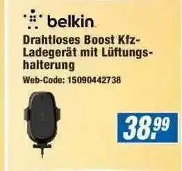 Expert Belkin Drahtloses Boost Kfz-ladegerät Mit Lüftungshalterung Angebot