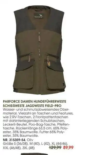 Frankonia Parforce Damen Hundeführerweste Schießweste Jagdweste Field Pro Angebot