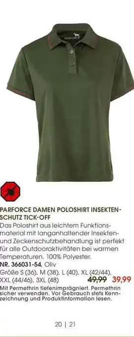 Frankonia Parforce Damen Poloshirt Insekten Schutz Tick Off Angebot