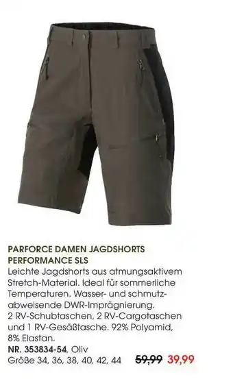 Frankonia Parforce Damen Jagdshorts Perfomance Sls Angebot