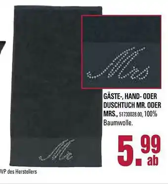 Franz Knuffmann Gäste-, Hand- Oder Duschtuch Mr Oder Mrs Angebot