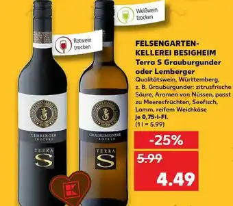 Kaufland Felsengarten Kellerei Besigheim Terra S Grauburgunder Oder Lemberger Angebot