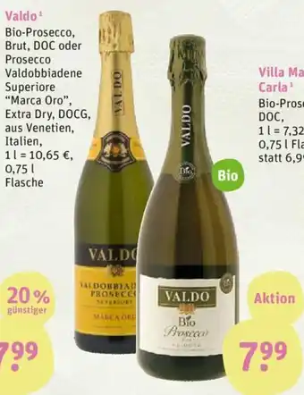 tegut Valdo Bio-Prosecco 0,75 l Flasche Angebot
