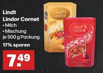 Handelshof Lindt Lindor Cornet je 500 g Packung Angebot