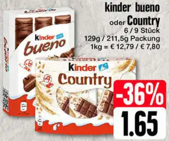 Edeka Kinder Bueno oder Country 129/211,5 g Packung Angebot