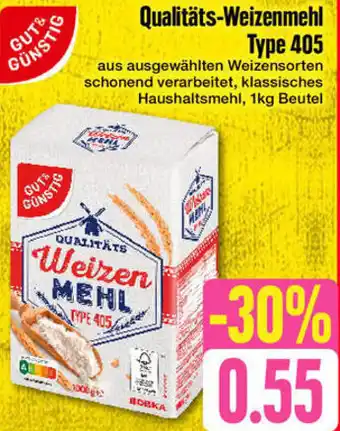 Edeka Gut & Günstig Qualitäts Weizenmehl Type 405, 1 kg Beutel Angebot