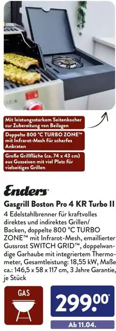 Aldi Süd Enders Gasgrill Boston Pro 4 KR Turbo II Angebot