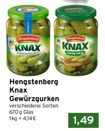 CAP Markt Hengstenberg Knax Gewürzgurken 670 g Glas Angebot