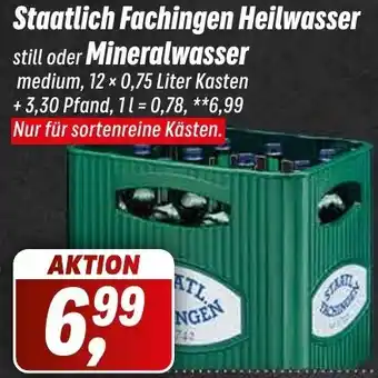 Simmel Staatlich Fachingen Heilwasser still oder Mineralwasser medium 12x0,75 Liter Kasten Angebot