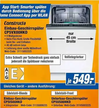 Expert Constructa einbau-geschirrspüler cp5vx00hkd Angebot