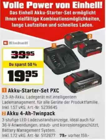 OBI Einhell Akku Starter Set PXC Angebot