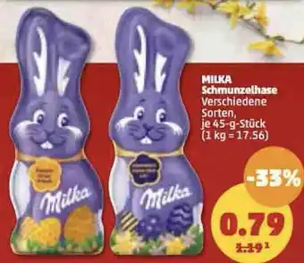 PENNY Milka Schmunzelhase 45 g Stück Angebot