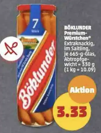 PENNY Böklunder Premium Würstchen 665 g Glas Angebot