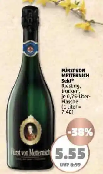 PENNY Fürst von Metternich Sekt 0,75 Liter Flasche Angebot