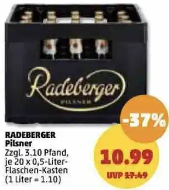 PENNY Radeberger Pilsner 20x0,5 Liter Flaschen Kasten Angebot