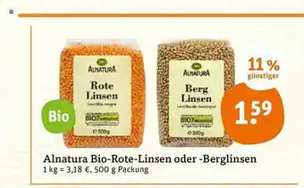 tegut Alnatura Bio-rote-linsen Oder -berglinsen Angebot