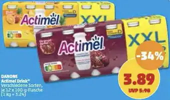 PENNY Danone Actimel Drink 12x100 g Flasche Angebot