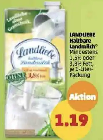 PENNY Landliebe Haltbare Landmilch 1 Liter Packung Angebot