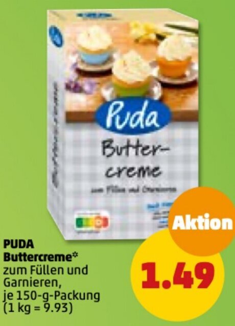 Puda Buttercreme 150 g Packung Angebot bei PENNY