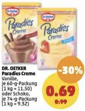 PENNY Dr. Oetker Paradies Creme 60/74 g Packung Angebot