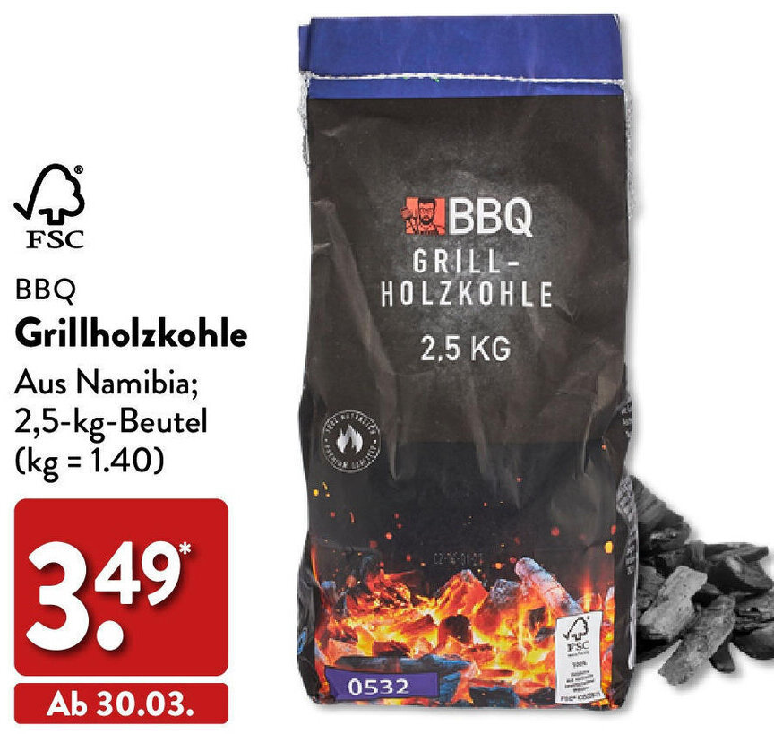 BBQ Grillholzkohle 2,5 kg Beutel Angebot bei Aldi Nord