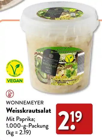 Aldi Nord Wonnemeyer Weisskrautsalat 1000 g Packung Angebot