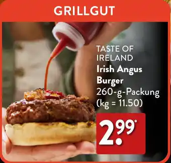 Aldi Nord Taste of Ireland Irish Angus Burger 260 g Packung Angebot