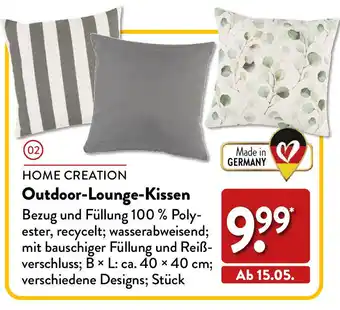 Aldi Nord Home Creation Outdoor Lounge Kissen Angebot