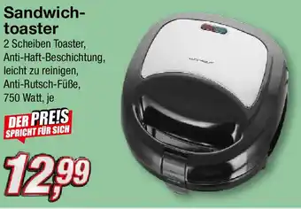 KiK Sandwichtoaster 750 Watt Angebot