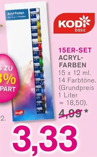 KODi 15er Set Acrylfarben 15 x 12 ml Angebot