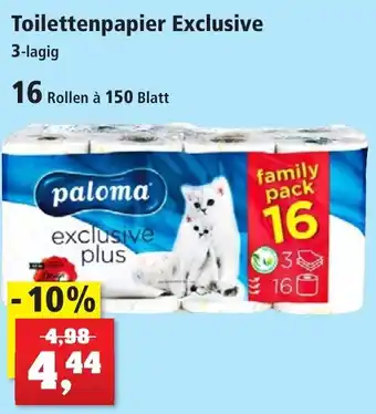 Thomas Philipps Paloma Toilettenpapier Exclusive 3-lagig, 16x150 Blatt Angebot