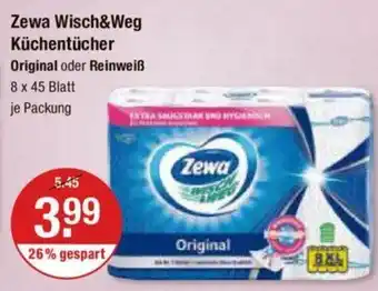 V Markt Zewa Wisch & Weg Küchentücher 8 x 45 Blatt je Packung Angebot