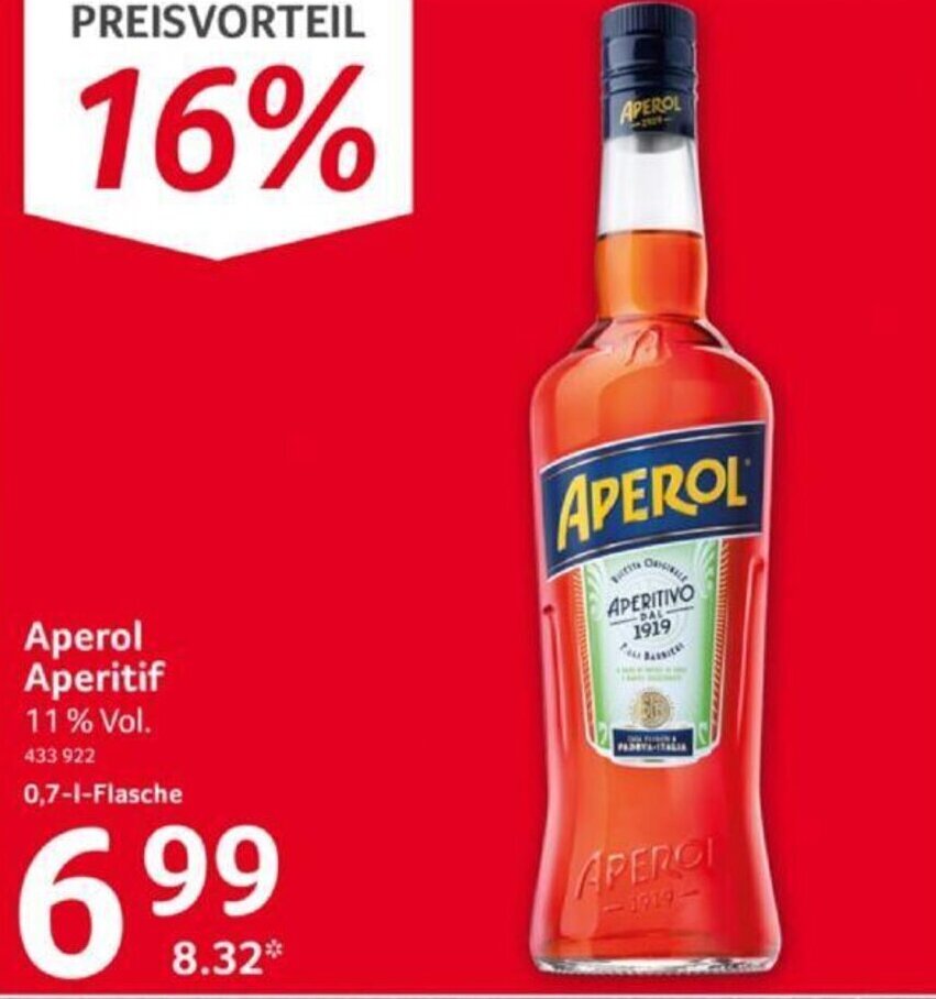 Aperol Aperitif 0,7lFlasche Angebot bei Selgros