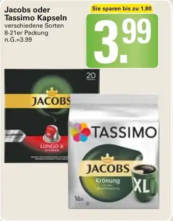 WEZ Jacobs oder Tassimo Kapseln 8-21er Packung Angebot