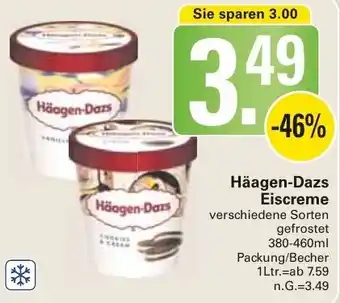 WEZ Häagen Dazs Eiscreme 380-460 ml Packung/Becher Angebot