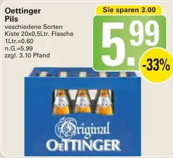 WEZ Oettinger Pils Kiste 20x0,5Ltr. Flasche Angebot