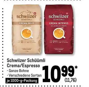 METRO Schwiizer schüümli crema-espresso Angebot