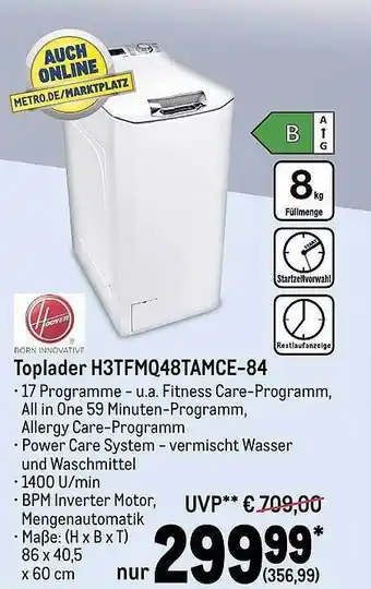 METRO Hoover toplader h3tfmq48tamce-84 Angebot