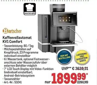 METRO Bartscher kaffeevollautomat kv1 comfort Angebot