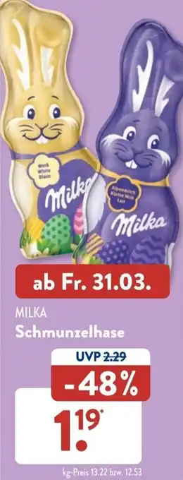 Aldi Süd Milka Schmunzelhase Angebot