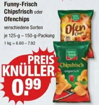 V Markt Funny-Frisch Chipsfrisch oder Ofenchips 125 g - 150 g Packung Angebot