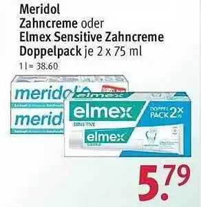 Rossmann Meridol zahn creme oder elmex sensitive zahncreme doppelpack Angebot