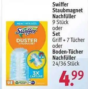 Rossmann Swiffer staubmagnet nachfüller oder set oder boden-tücher nachfüller Angebot