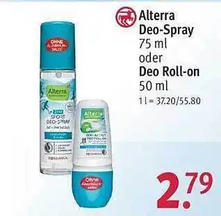 Rossmann Alterra deo-spray oder deo roll-on Angebot