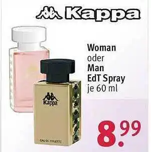 Rossmann Kappa woman oder man edt spray Angebot