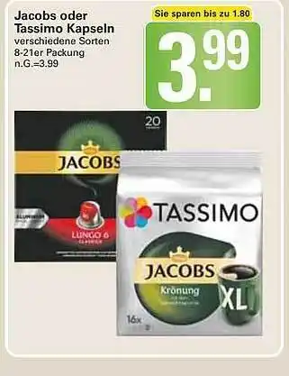 WEZ Jacobs oder tassimo kapseln Angebot