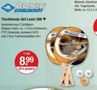 V Markt Donic Schildkröt Tischtennis Set Level 300 Angebot