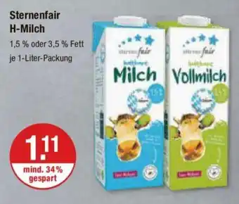 V Markt Sternenfair H-Milch 1 liter Packung Angebot