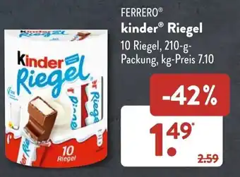 Aldi Süd Ferrero kinder Riegel 210 g Packung Angebot